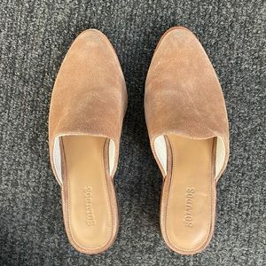 Brown suede mules